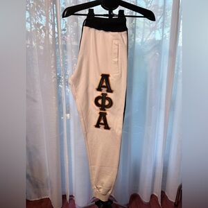 Fashion Greek Joggers with Greek Letters Blush & Black Colorblocked Mens Size M